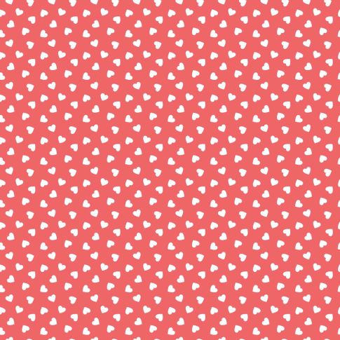 Tissu Coton imprimé Coeurs blancs sur fond Rouge