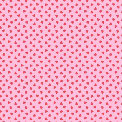 Tissu Coton imprimé Coeurs rouges sur fond Rose