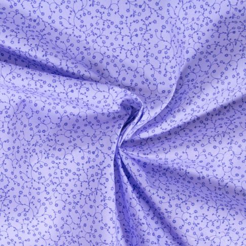 Tissu Coton imprimé Fleuris Lilou sur fond Lilas