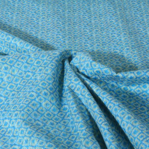 Tissu Popeline de Coton légère Géométrique sur fond Bleu