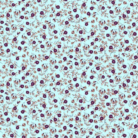 Tissu Coton imprimé Fleuris Giorgio sur fond Bleu turquoise