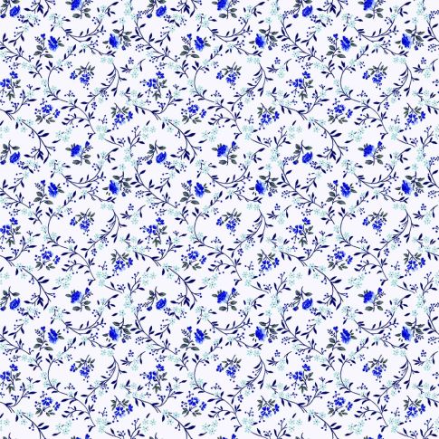 Tissu Coton imprimé Fleuris Afonso sur fond Blanc