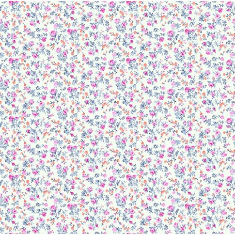Tissu Coton imprimé Fleuris Aldo sur fond Blanc