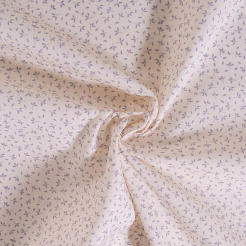 Tissu Coton imprimé Fleuris Tia grises sur fond Blanc