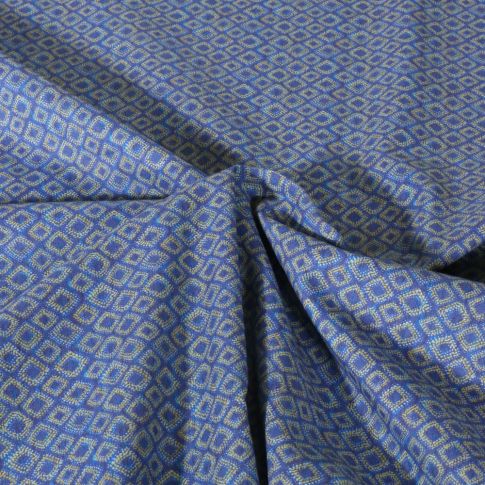 Tissu Popeline de Coton légère Géométrique sur fond Bleu ancien