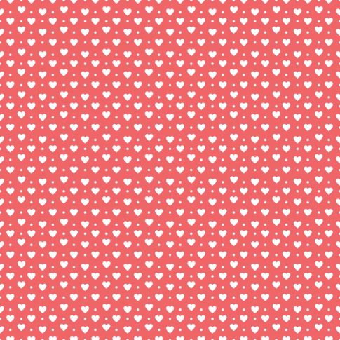 Tissu Coton imprimé Petits coeurs blancs sur fond Rouge