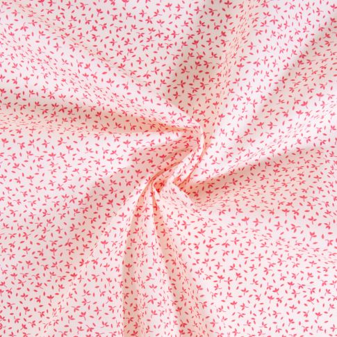 Tissu Coton imprimé Fleuris Tia roses sur fond Blanc