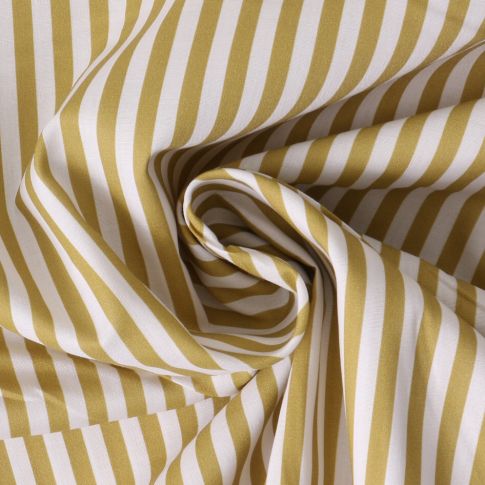Tissu Coton imprimé  rayé Lisalou sur fond Vert olive