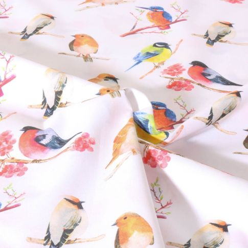 Tissu Coton imprimé Teva animaux sur fond Rose pâle