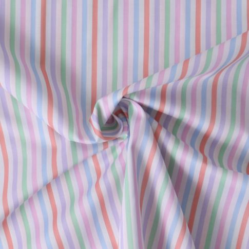 Tissu Coton imprimé  Lisalou multico pasel sur fond Blanc