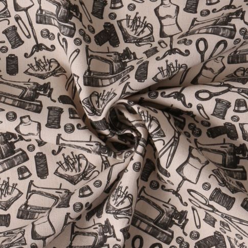 Tissu Toile Canvas Couturama sur fond Beige