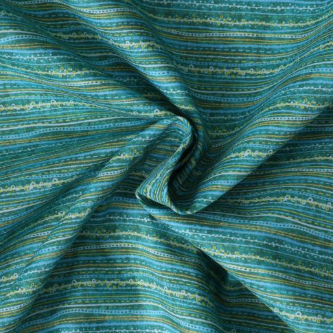 Tissu Coton imprimé  Strya sur fond Vert canard