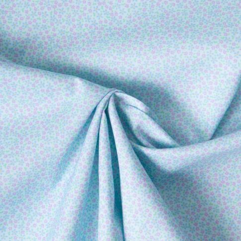 Tissu Popeline de Coton légère Tapis floral sur fond Bleu ciel