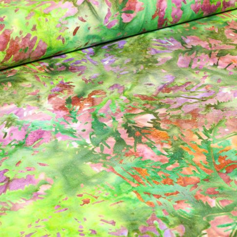 Tissu Batik  Mumbai sur fond Vert