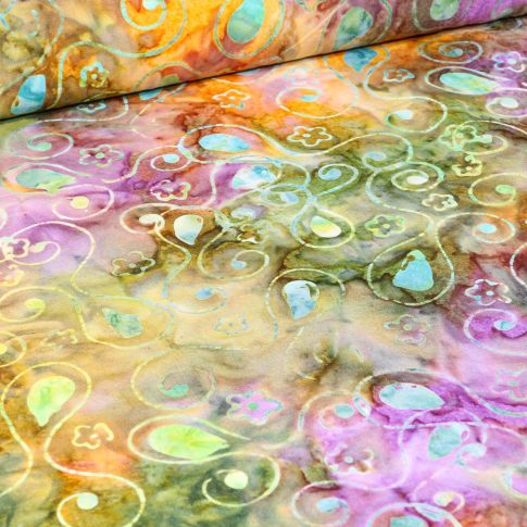 Tissu Batik  Delhi sur fond Violet