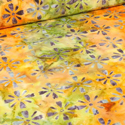 Tissu Batik  Jaipur sur fond Jaune