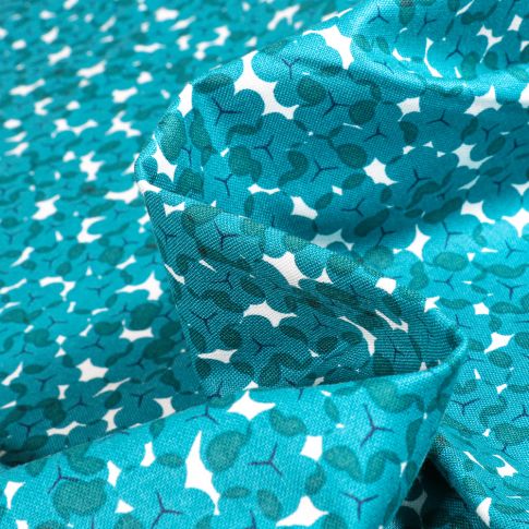 Tissu Coton imprimé QT Fabrics Confettis turquoise sur fond Blanc