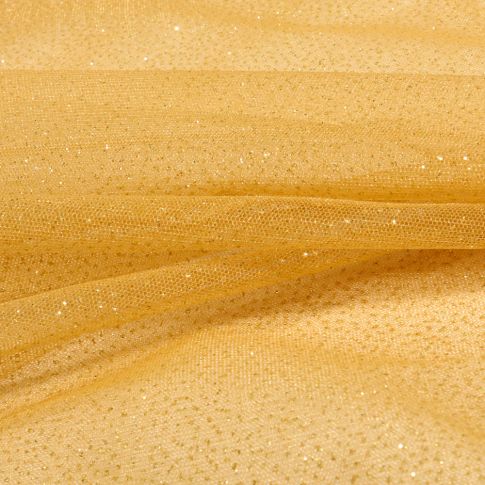 Tissu Tulle Strass Paillettes Jaune or