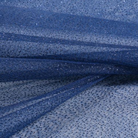 Tissu Tulle Strass Paillettes Bleu marine