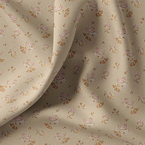 Tissu Coton imprimé Arty Udaipur fleuris sur fond Beige