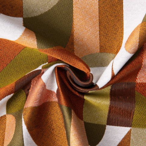 Tissu Jacquard Psychédélique sur fond Bronze