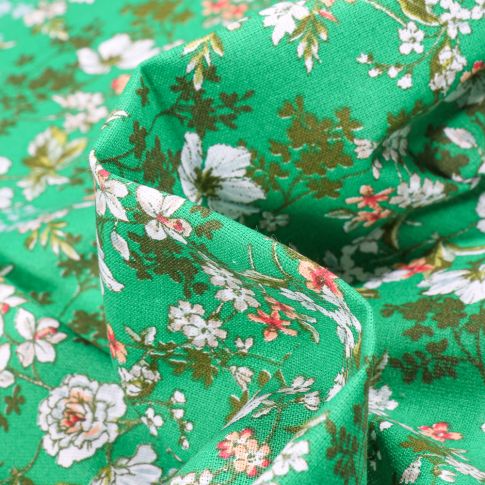 Tissu Coton imprimé Arty Amary sur fond Vert