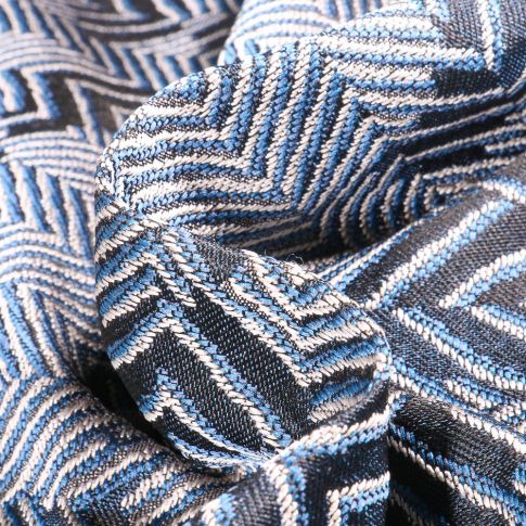 Tissu Jacquard Amstram Zig zag sur fond Bleu