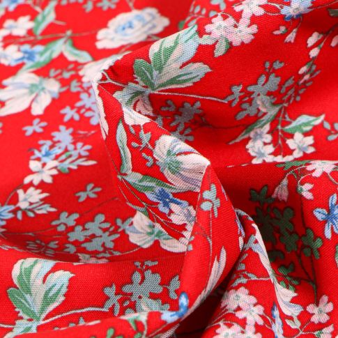 Tissu Viscose Arty Anaïs sur fond Rouge