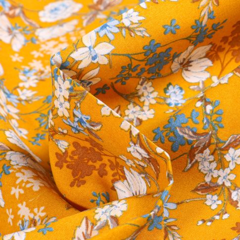 Tissu Viscose Arty Anaïs sur fond Jaune