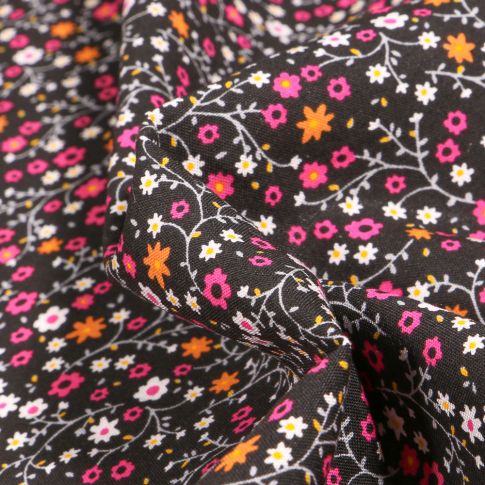 Tissu Viscose Arty Anna sur fond Noir