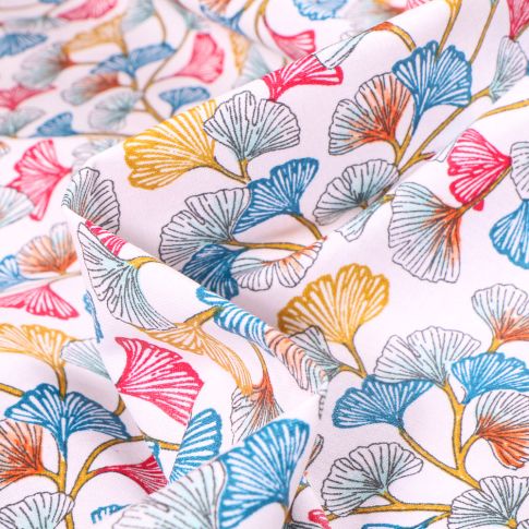 Tissu Coton enduit Aphrodite sur fond Blanc