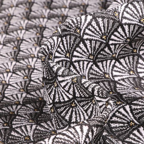 Tissu Jacquard Aracade sur fond Argent