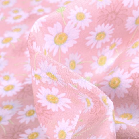 Tissu Coton imprimé Arty Marguerite sur fond Rose