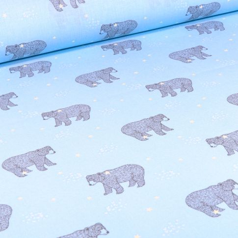 Tissu Coton imprimé Arty Baloo sur fond Bleu ciel