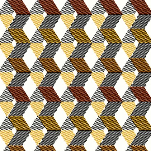 Tissu Jacquard Géométrique Jaune sur fond Blanc