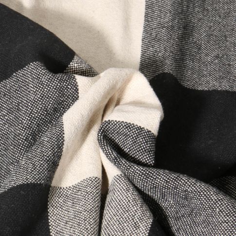 Toile de Coton  Big Celestin Noir sur fond Blanc cassé