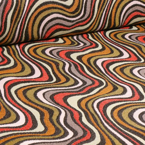 Tissu Jacquard Beatles sur fond Noir