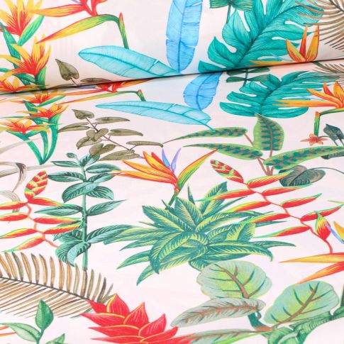 Tissu Toile extérieure Bermudes sur fond Blanc cassé