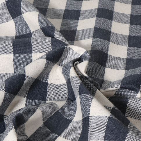 Tissu Toile de Lin Célestin enduit Indigo sur fond Blanc