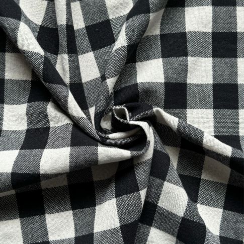 Tissu Coton d'ameublement Celestin Carreaux Noir