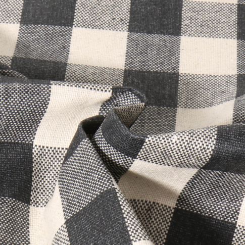Tissu Toile de Lin Célestin enduit  noir sur fond Blanc