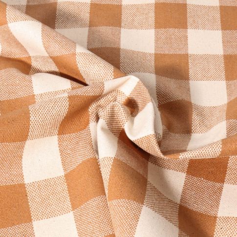 Tissu Toile de Lin Célestin enduit camel sur fond Blanc