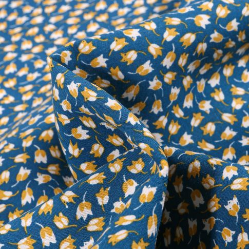 Tissu Viscose Arty Claudia sur fond Bleu