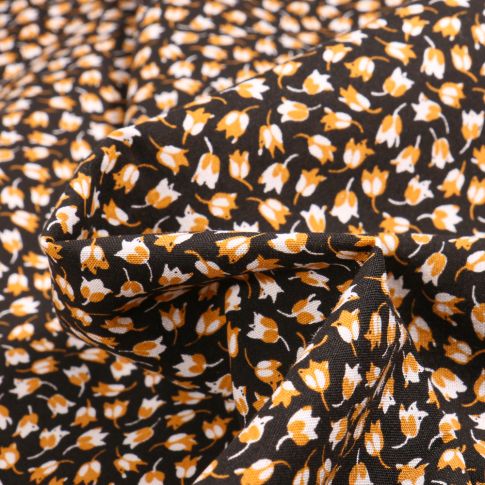 Tissu Viscose Arty Claudia sur fond Noir