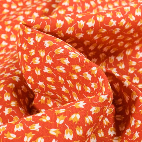 Tissu Viscose Arty Claudia sur fond Rouge