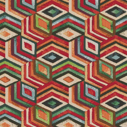Tissu Jacquard d'ameublement Dada géométrique sur fond Multicolore