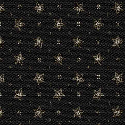 Tissu Jacquard d'ameublement Etoiles de noël Lurex sur fond Noir