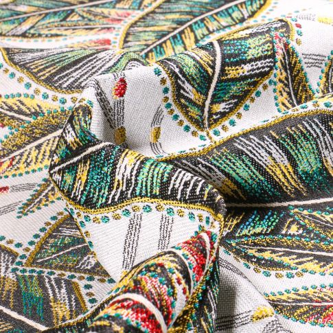 Tissu Jacquard Eldorado sur fond Blanc
