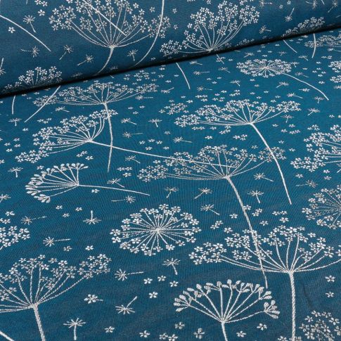 Tissu Jacquard Eole sur fond Bleu pétrole