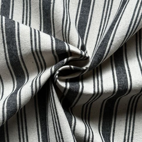 Tissu Coton d'ameublement Eugene Rayures Noir